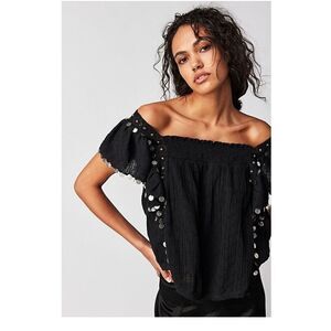 NWT Free People Metal Coin Embellished Top Size S